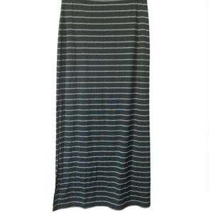 Eddie Bauer women's XS horizontal stripe maxi skirt jersey knit w/ slit NWOT